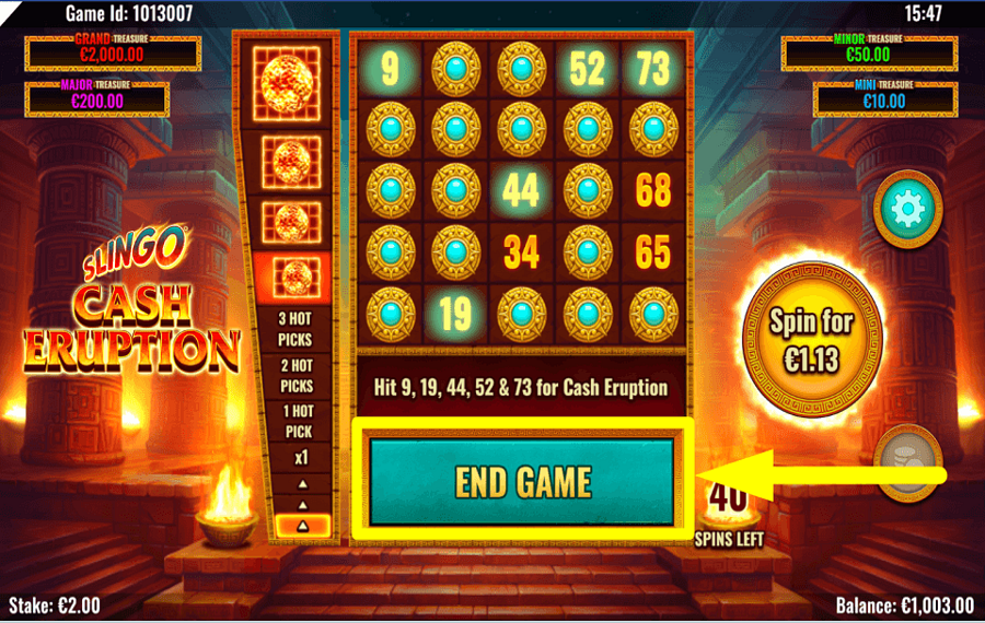 Slingo Cash Eruption DEJA DE JUGAR.