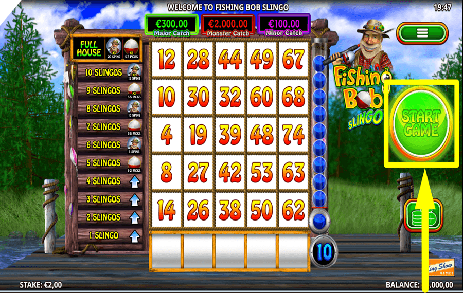 Slingo Fishing Bob AIM FOR BINGOS.