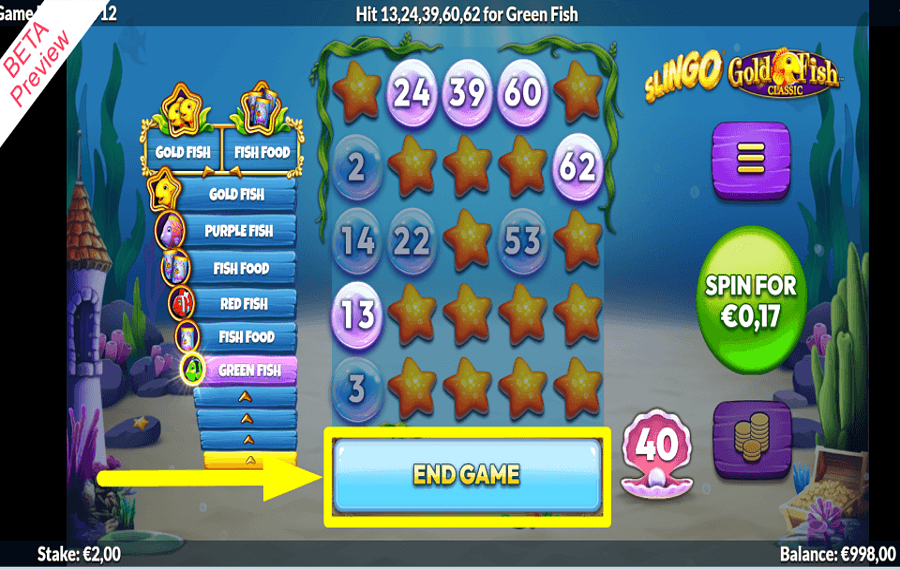 Slingo Gold Fish RETIREZ VOTRE PARI.