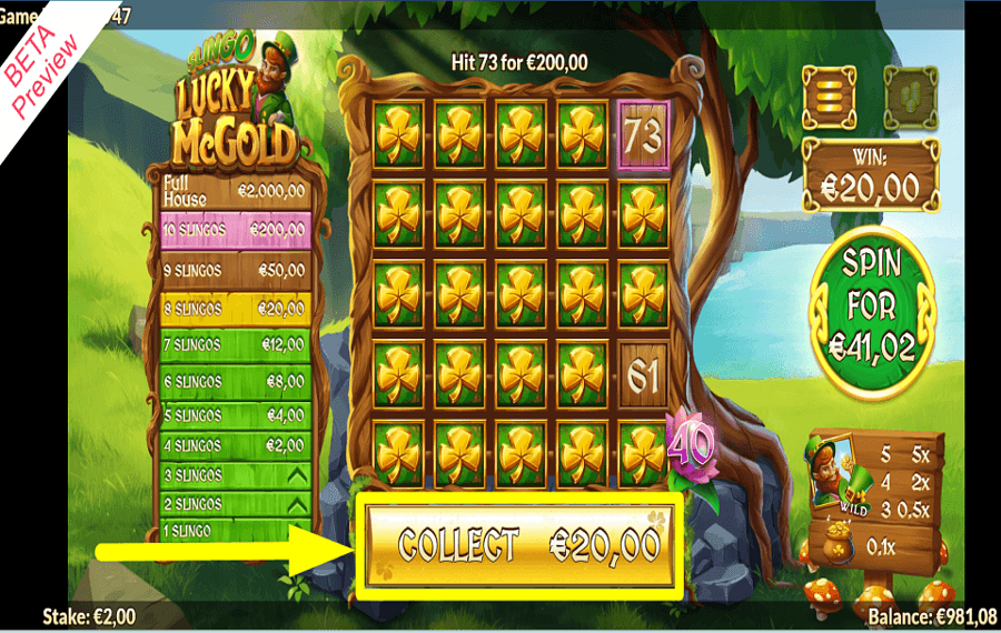 Slingo Lucky Mcgold CLAIM THE PRIZE.