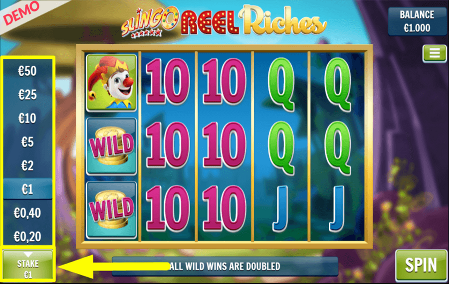 Slingo Reel Riches FIXEZ LA MISE TOTALE.