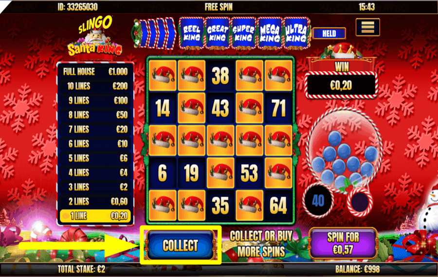 Slingo Santa King COLLECTEZ VOS GAINS.