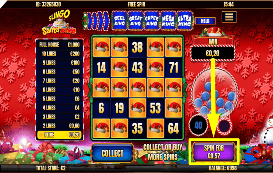 Slingo Santa King ENCORE UN TOUR.