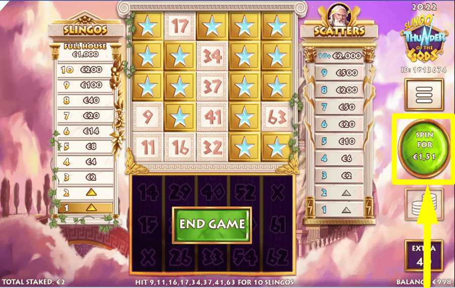 Slingo Thunder of the Gods CONTINUE GAMBLING.
