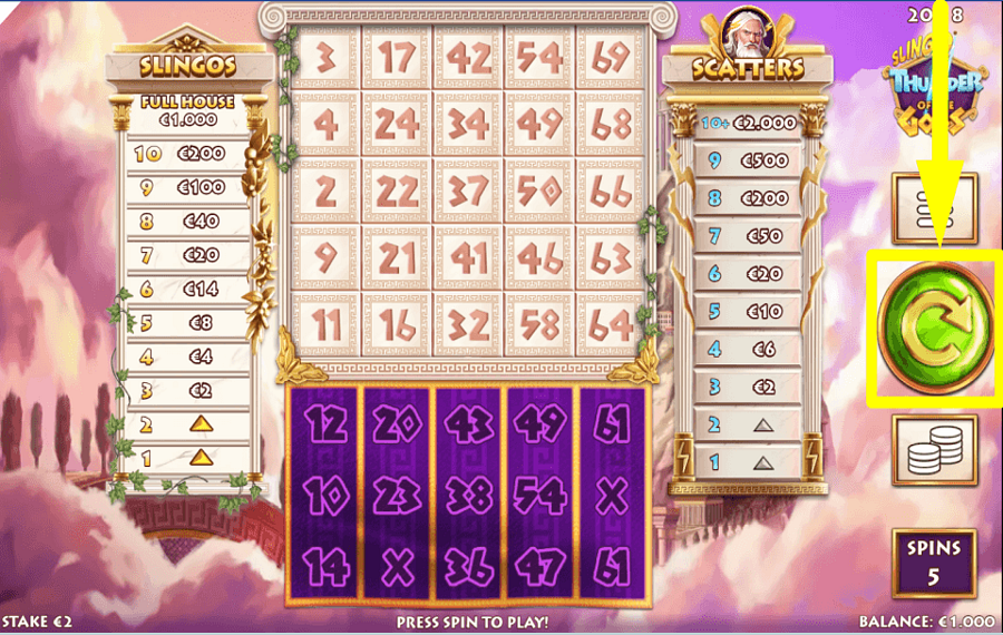 Slingo Thunder of the Gods COMMENCE GAMBLING.
