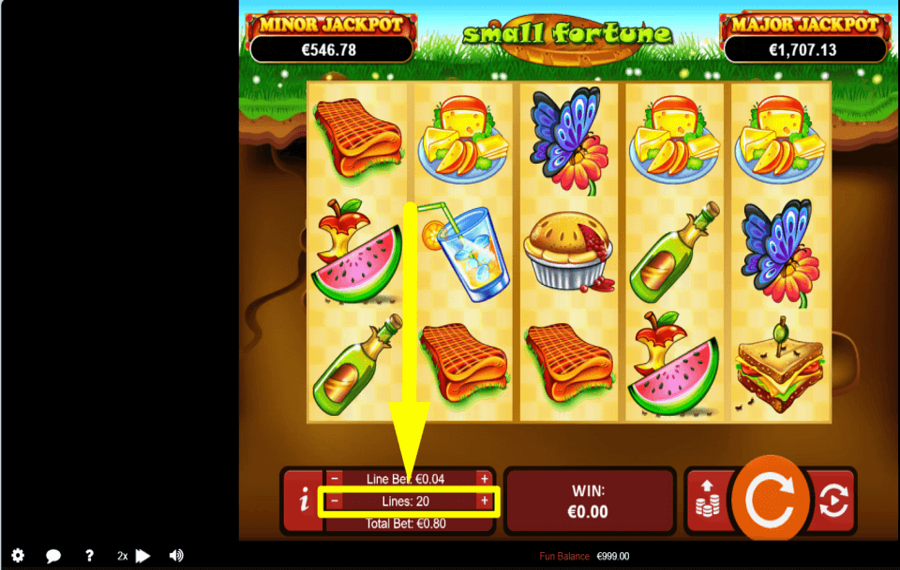 Small Fortune AJUSTEZ LES LIGNES DE PAIEMENT.