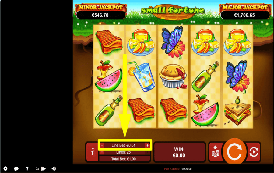 Small Fortune ATTRIBUER UNE VALEUR DE PARI.