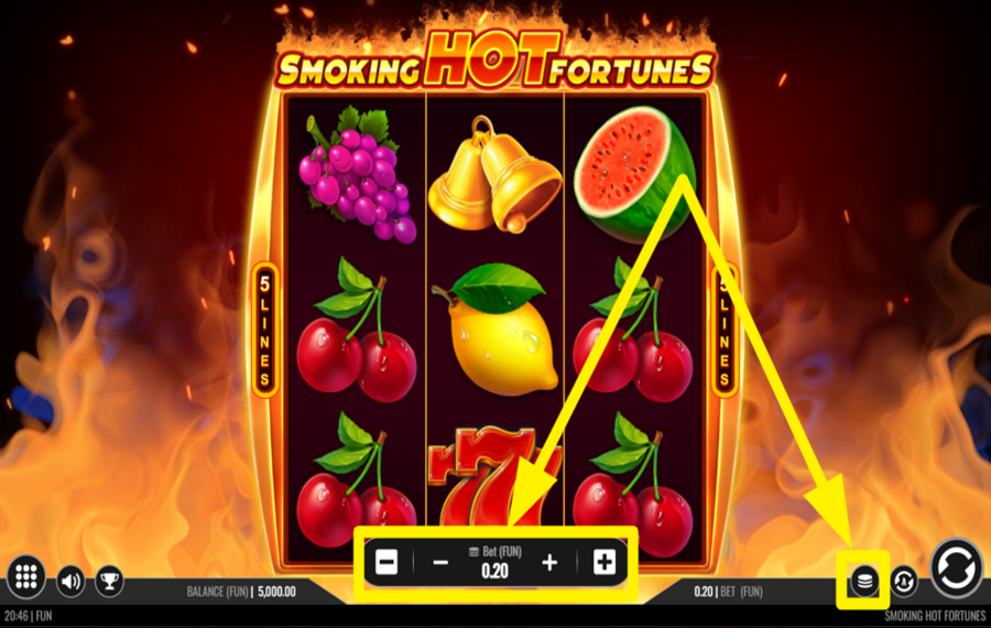 Smoking Hot Fortunes ADJUST YOUR STAKE.