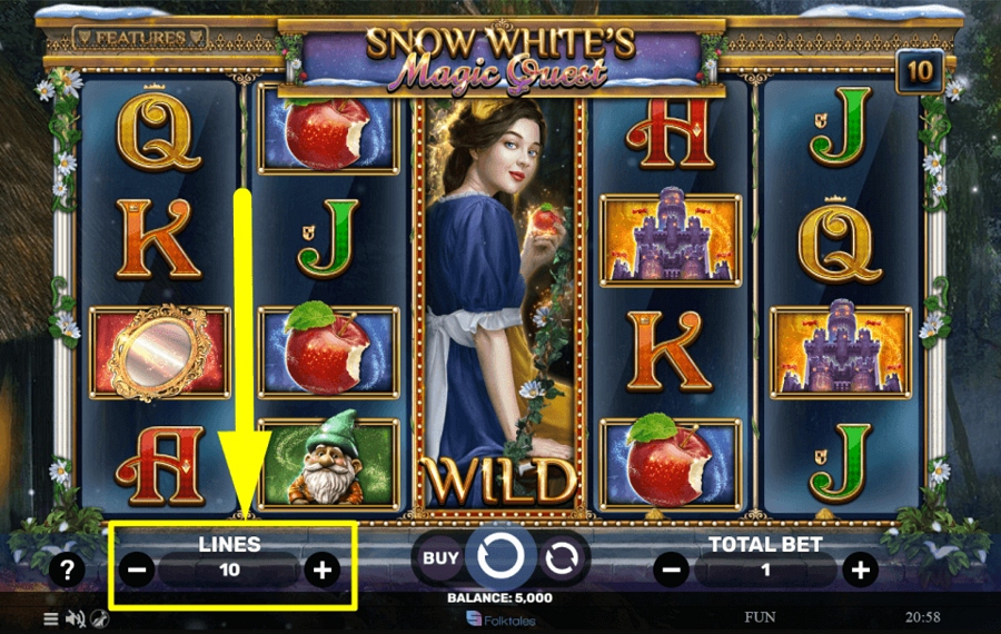 Snow Whites Magic Quest PASSEN SIE DIE GEWINNLINIEN AN.