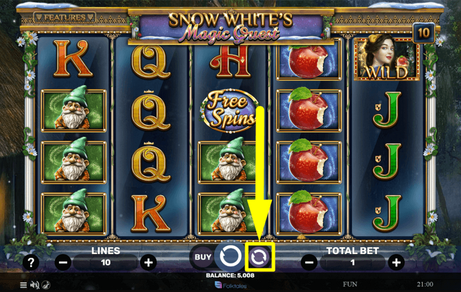Snow Whites Magic Quest AUTOMATISCHE SPINS ANWENDEN.