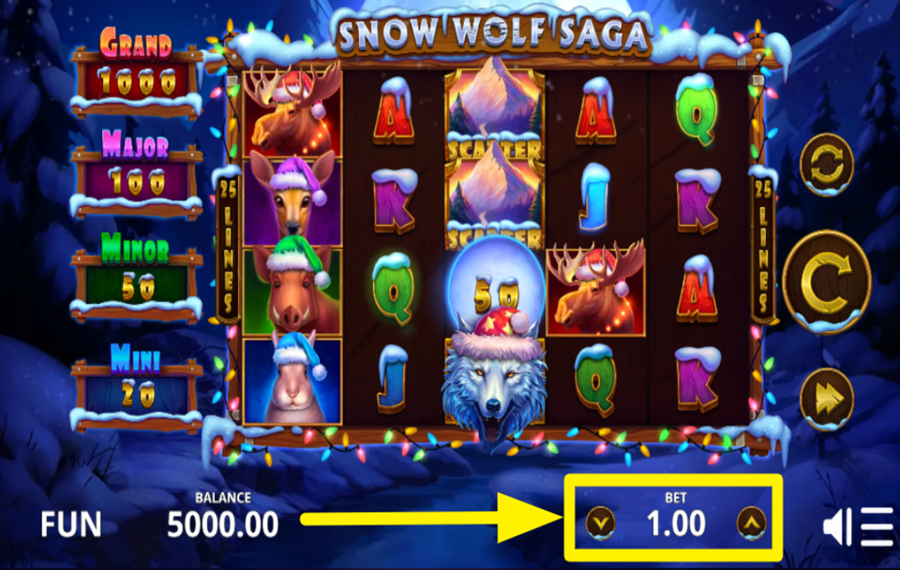 Snow Wolf Saga SET YOUR STAKE.