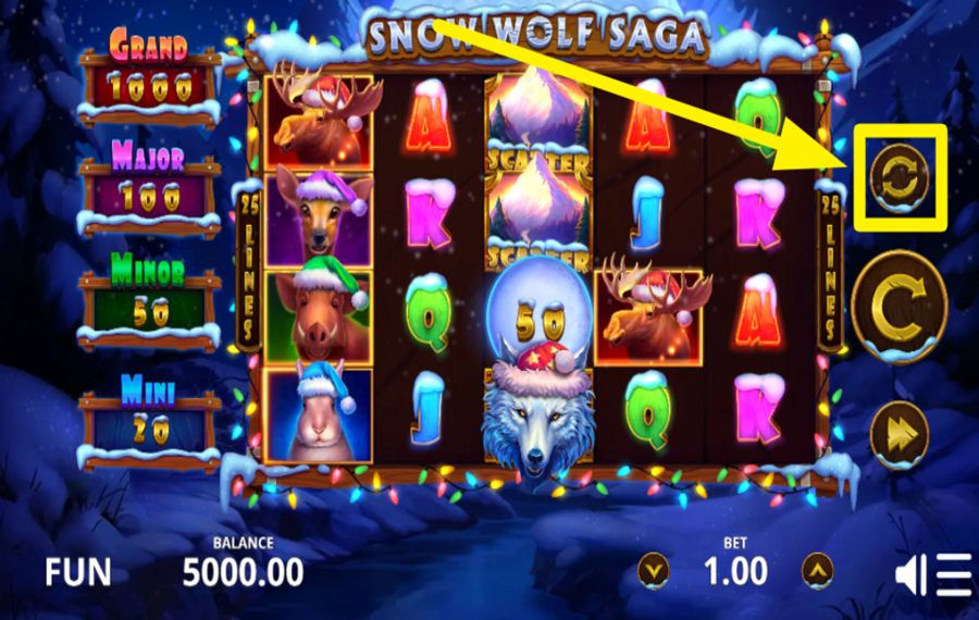 Snow Wolf Saga TURN ON AUTOMATIC PLAY.