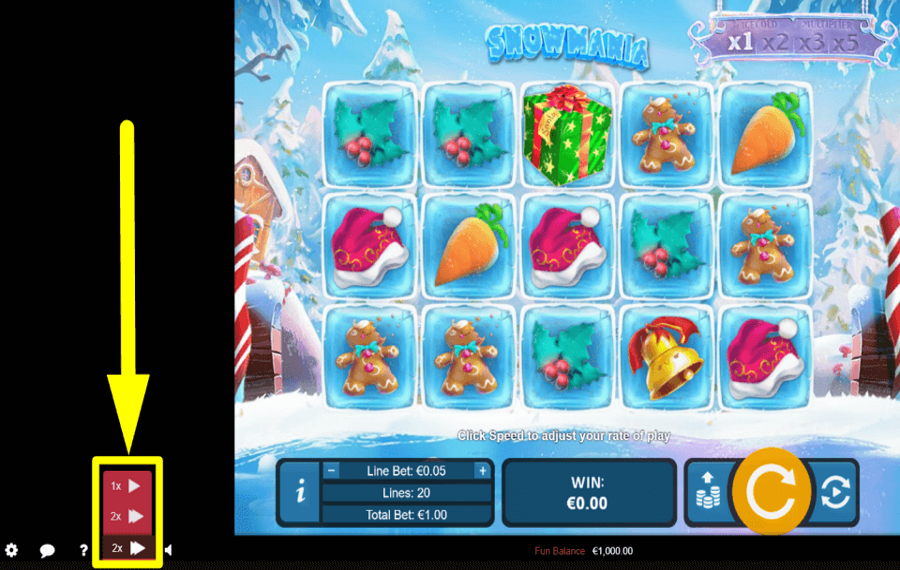 Snowmania ACCELERA IL GIOCO.