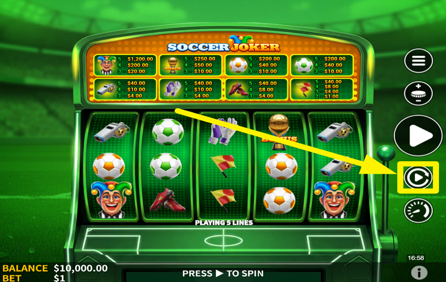 Soccer Joker ATTIVA LA RIPRODUZIONE AUTOMATICA.
