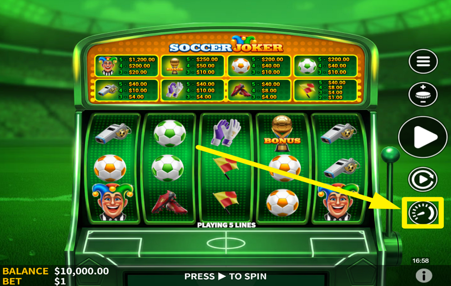 Soccer Joker MASSIMIZZA LA VELOCITÀ.