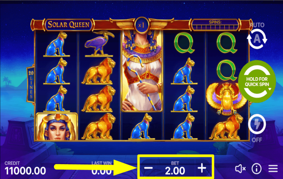 Solar Queen SET YOUR BET AMOUNT.