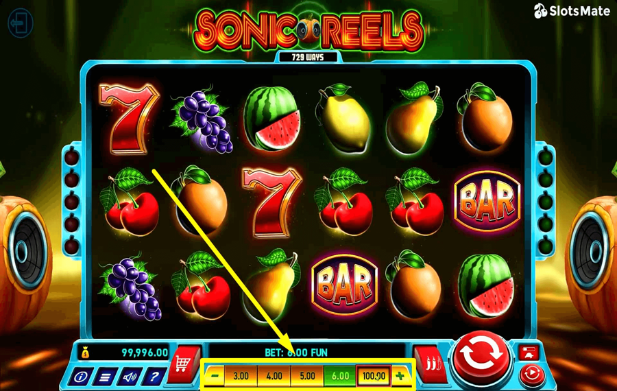 Sonic Reels Choose your bet amount. 
