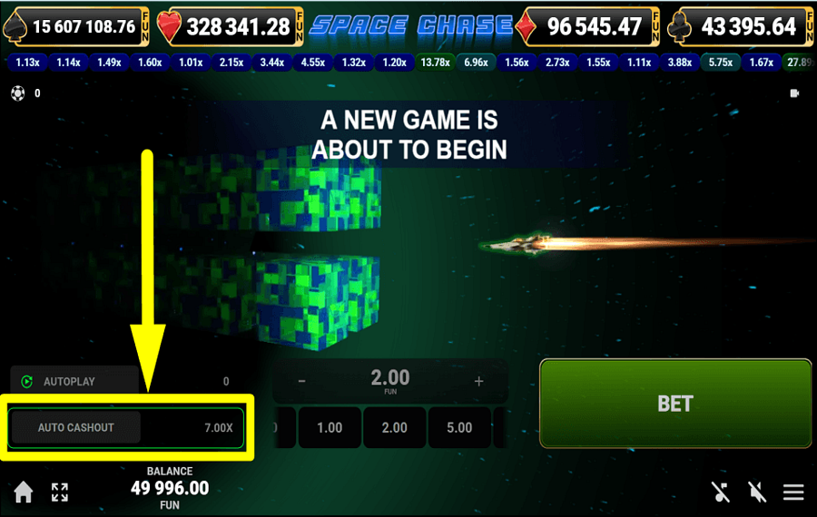 Space Chase PLAN DE COLLECTE DES PRIX.