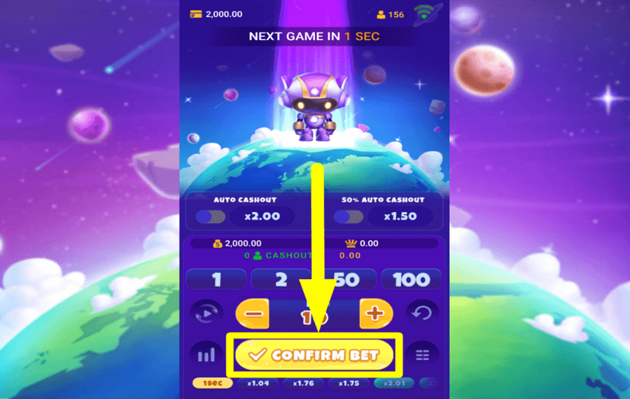 Space Crasher ПОДТВЕРДИТЕ СВОЮ СТАВКУ.