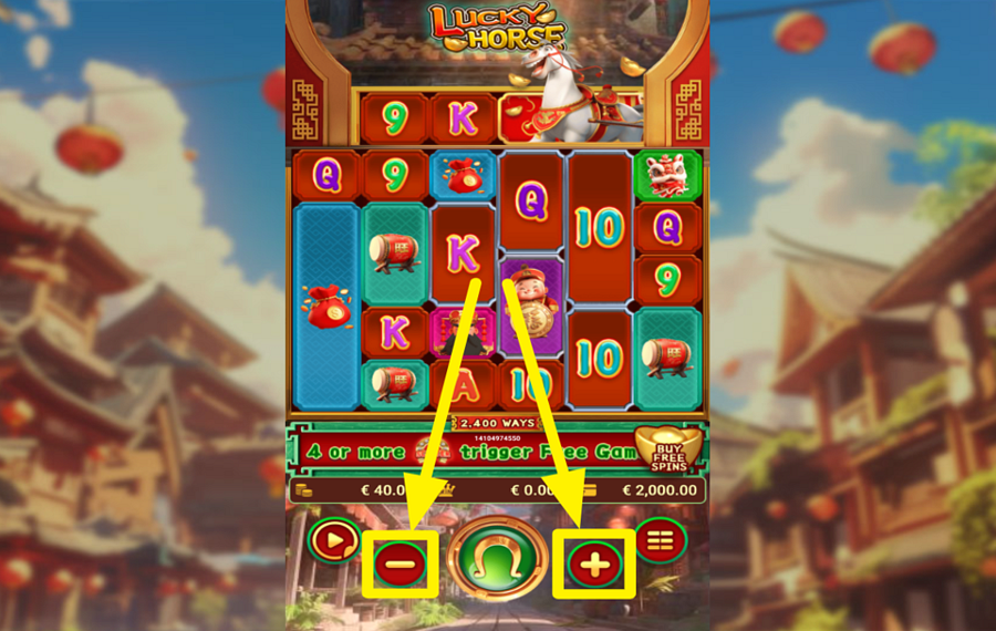 Spadegaming Lucky Horse SELECCIONE EL IMPORTE DE SU APUESTA.