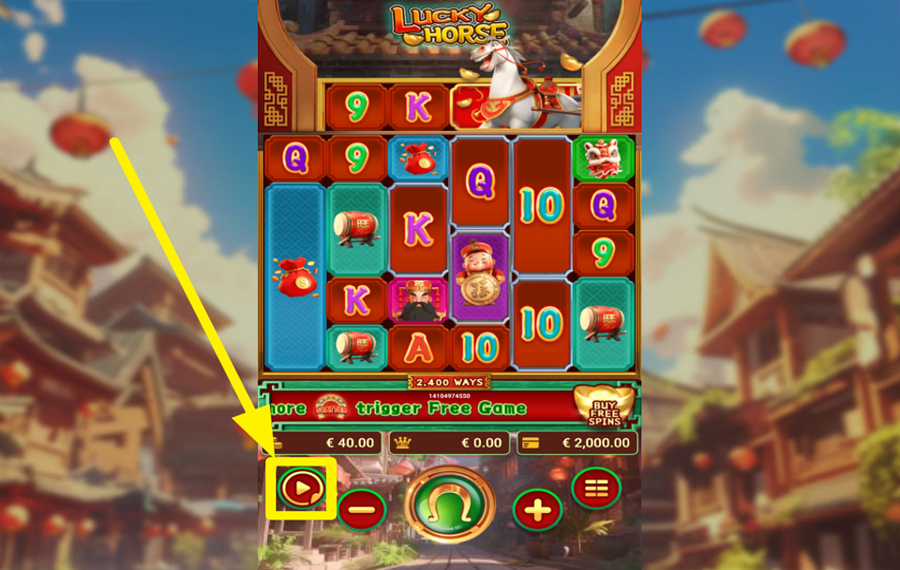Spadegaming Lucky Horse UTILICE EL GIRO AUTOMÁTICO.