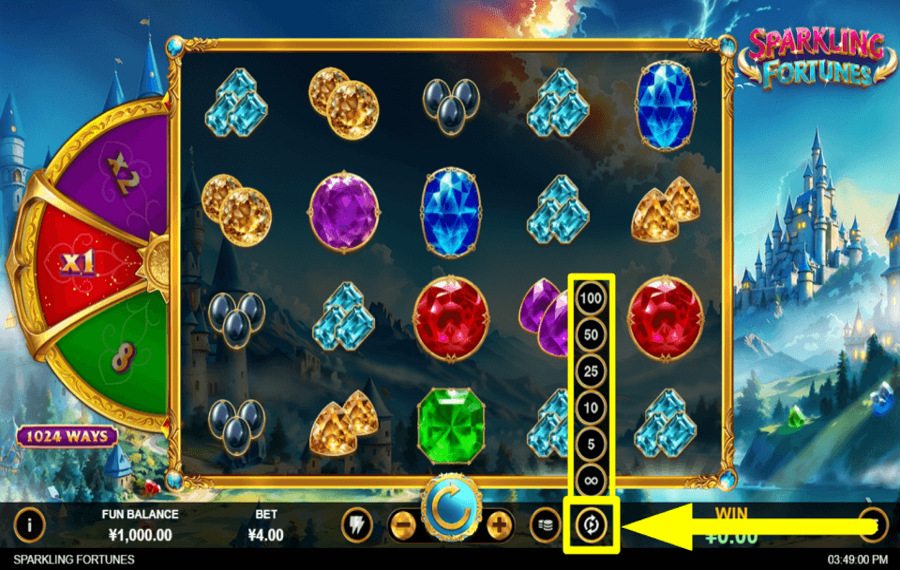 Sparkling Fortunes SPIN AUTOMATICALLY.