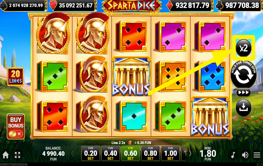 Sparta Dice SETZE DEINEN GEWINN.