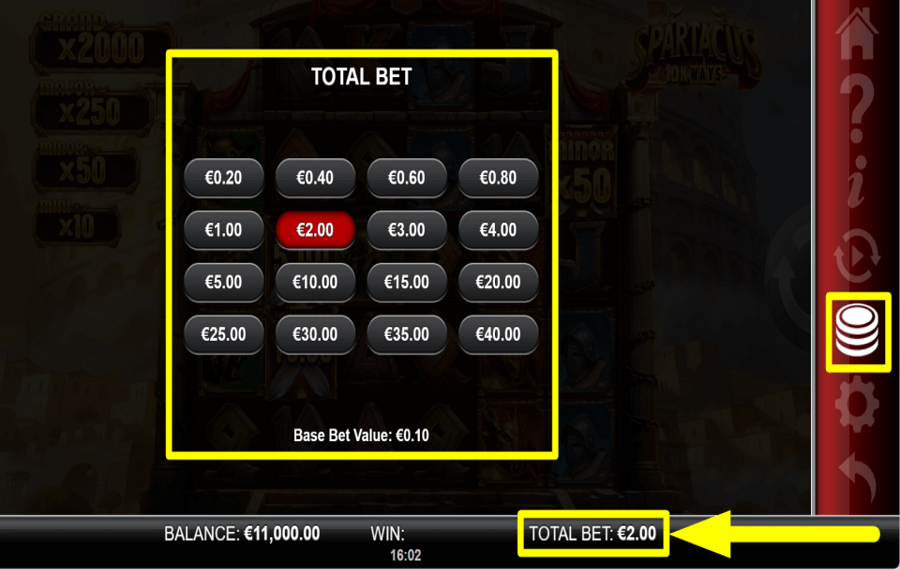 Spartacus 10K Ways ИЗМЕНИТЬ СТАВКУ.