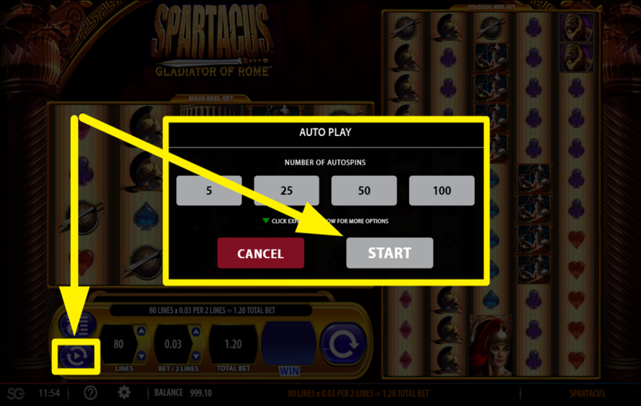 Spartacus Gladiator Of Rome ACTIVER LA LECTURE AUTOMATIQUE.