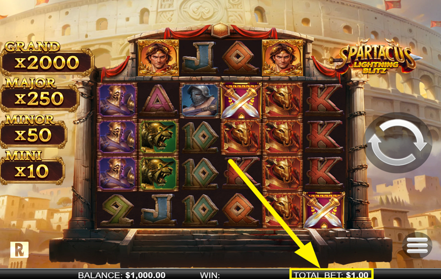 Spartacus Lightning Blitz ASSIGN A BET VALUE.