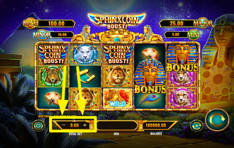 Sphinx Coin Boost SÉLECTIONNEZ VOTRE MONTANT DE PARI.