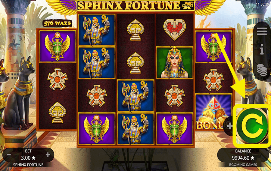 Sphinx Fortune Choose your bet amount.