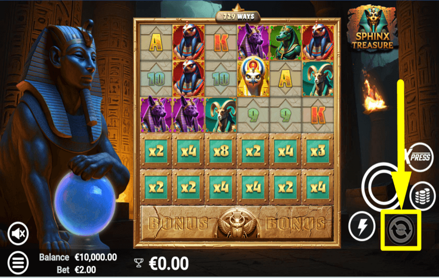 Sphinx Treasure SPIN AUTOMATICALLY.