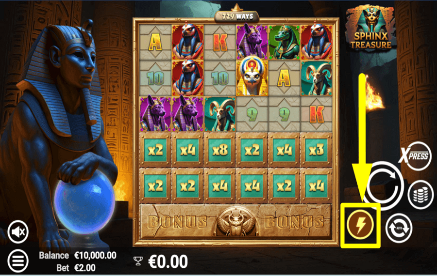 Sphinx Treasure SPEED UP THE GAME.