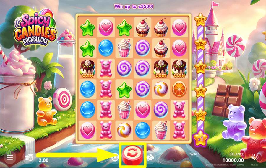 Spicy Candies Rockblocks AIM FOR REWARDS.