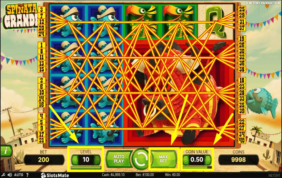 Spinata Grande Wählen Sie Ihren Einsatzbetrag. 