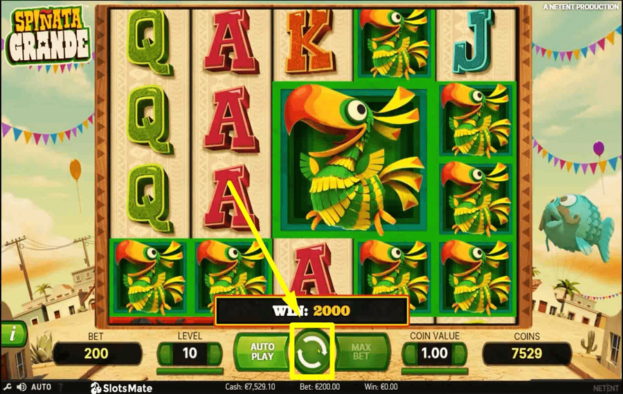 Spinata Grande Klicken/tippen Sie auf die Schaltfläche „Drehen“.