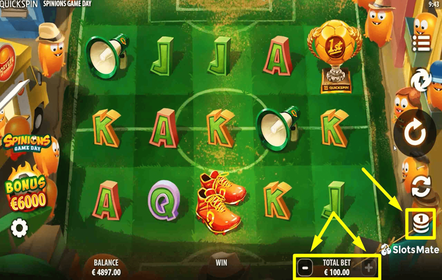 Spinions Game Day Choose your bet amount.
