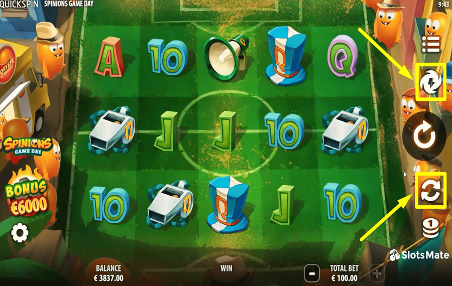 Spinions Game Day Using the optional “Autoplay” and “Turbo” feature.