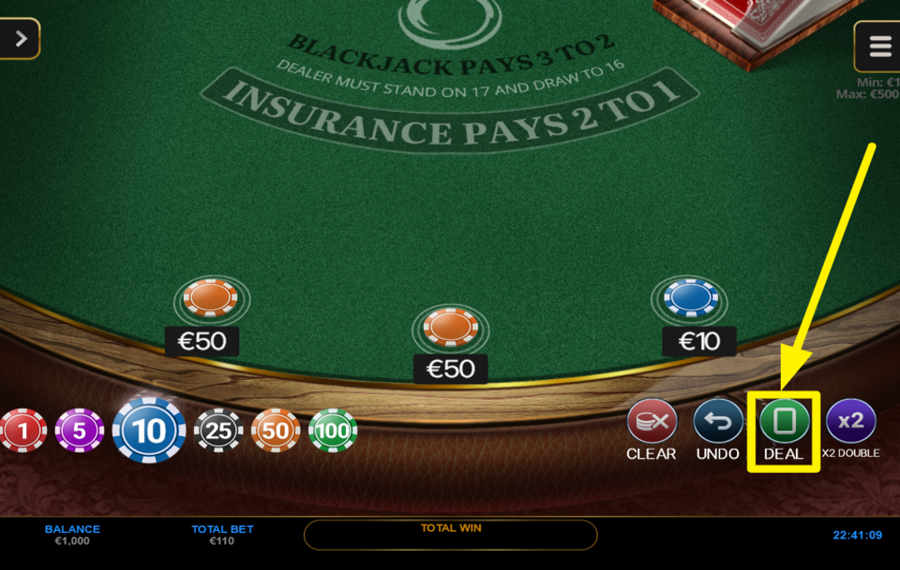 Spinoro Blackjack JOUER LE JEU.