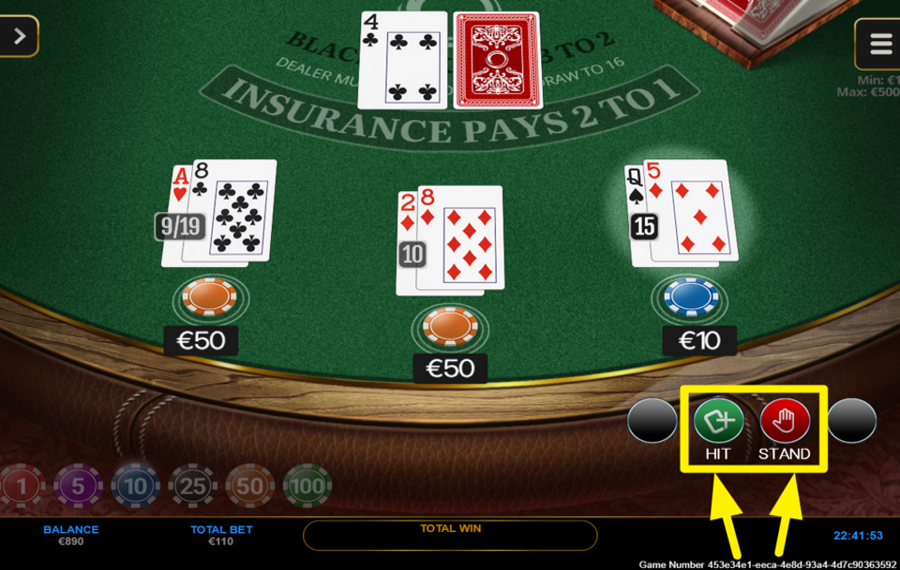 Spinoro Blackjack PIOCHEZ UNE CARTE OU RESTEZ IMMOBILE.