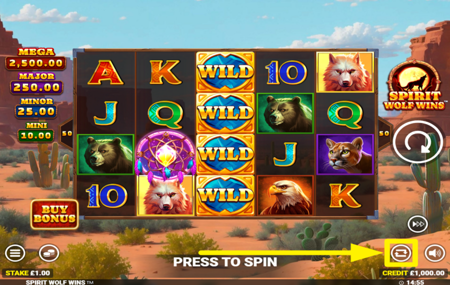 Spirit Wolf Wins AUTOMATISCHES SPINNEN STARTEN.