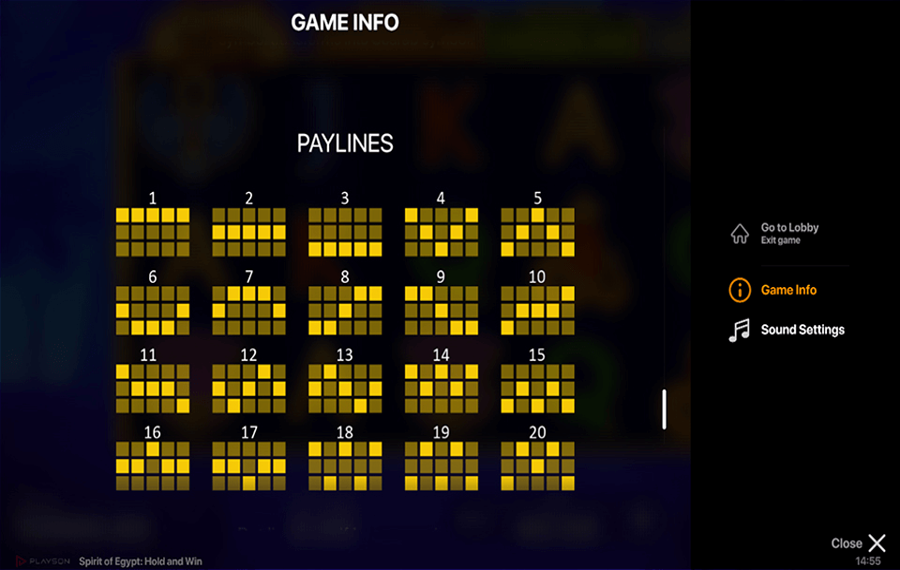 Spirit of Egypt Hold and Win Choose the paylines.