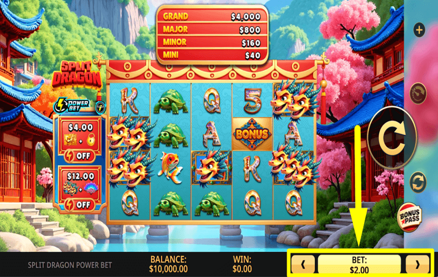 Split Dragon Power Bet ИЗМЕНИТЕ СТАВКУ.