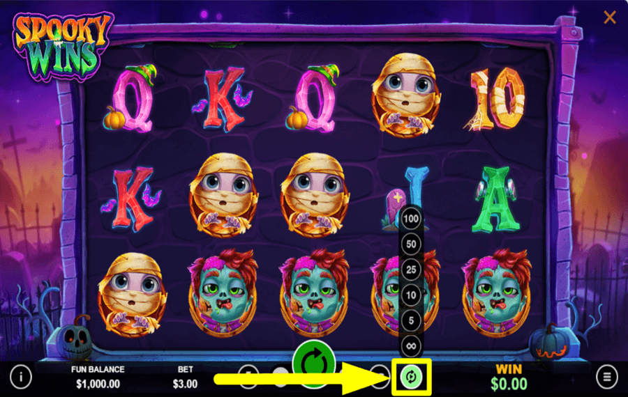 Spooky Wins GIRARE AUTOMATICAMENTE.