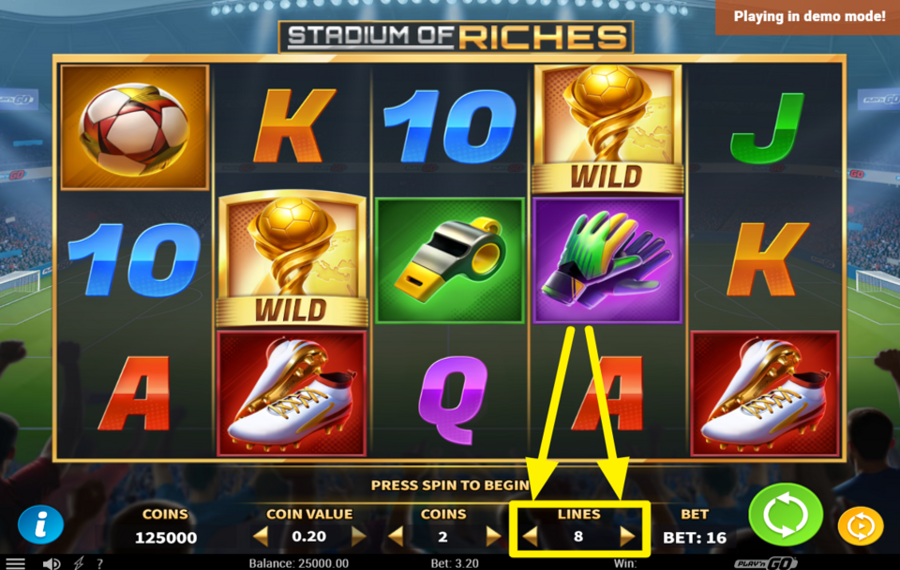 Stadium of Riches УКАЖИТЕ ЛИНИИ СТАВОК.