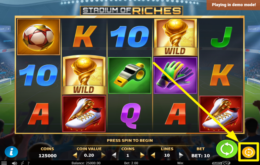 Stadium of Riches Ускорьте вращение.