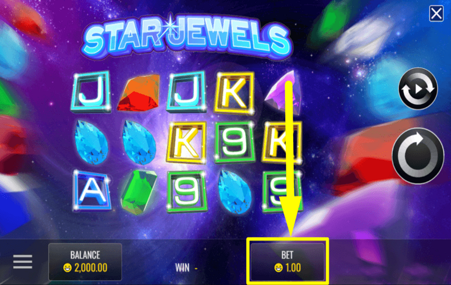 Star Jewels SELECT THE BET AMOUNT.
