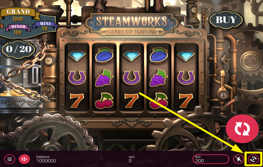 Steamworks Gears of Fortune SPECIFY YOUR WAGER.