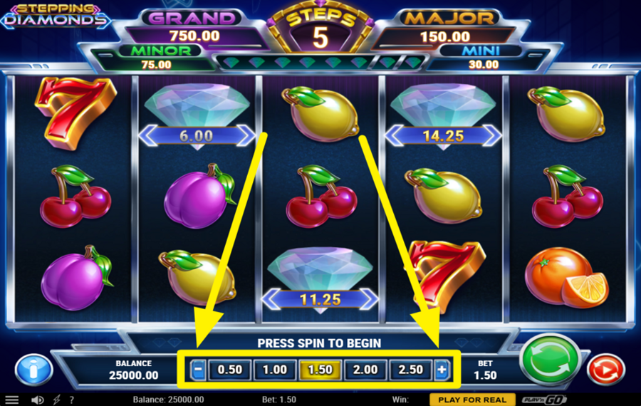 Stepping Diamonds ATTRIBUER UNE VALEUR DE PARI.